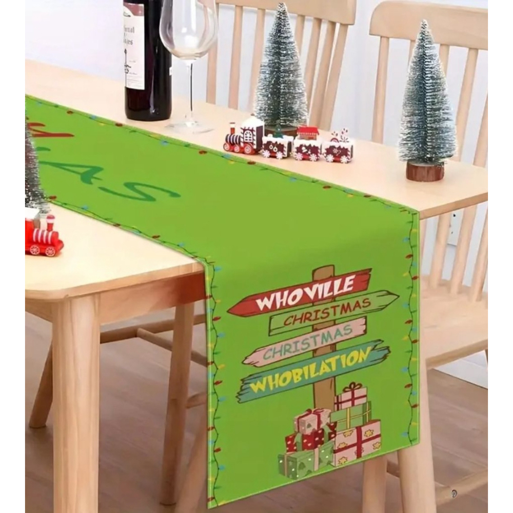 Christmas Table Runner Green 13"x48 - Picture 2 of 2